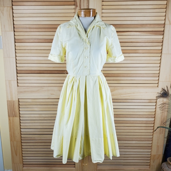 Vintage 50s yellow dress - Picture 1 of 5